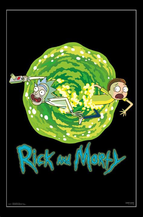 Rick And Morty Portal Laminated Poster Print 22 X 34