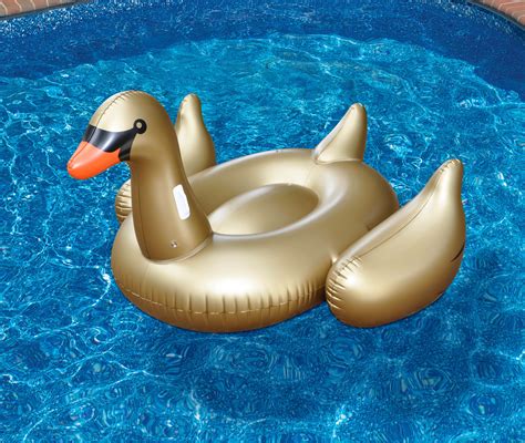 Swimline Giant Inflatable Ride On 75 Inch Golden Swan Float For Pools