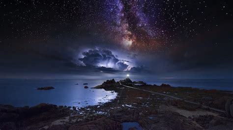 Milky Way Night Sky Stars Scenery Landscape 4k 4