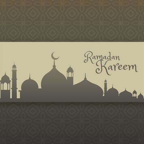 Ramadan Kareem Greeting With Mosque Silhouette Download Free Vector
