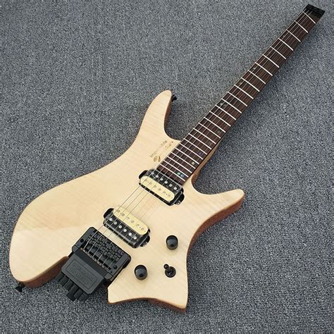 High Quality Headless Floyd Rose Electric Guitar With Flamed Maple Top