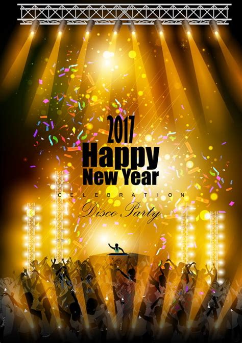 2017 New Year Night Party Poster Template Vector 10 Eps Uidownload