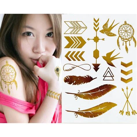 Temporary Metallic Gold Tattoos Boho Native Jewelry Intricate
