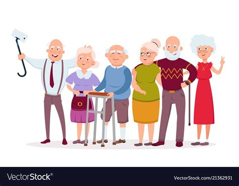 Set Of Cheerful Senior People Hipsters Gathering And Having Fun Old