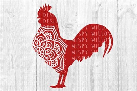 Almost files can be used for commercial. Rooster Mandala SVG/DXF/EPS/PNG/JPG/PDF By Wispy Willow ...