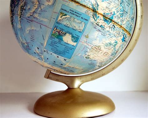 Vintage Globe Rand Mcnally World Portrait Relief Globe 1980s