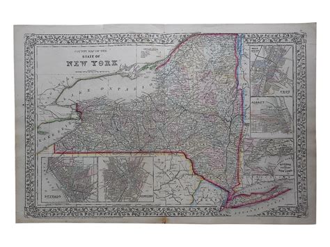 Antique New York State Map Folio Size State Map Antiques Vintage