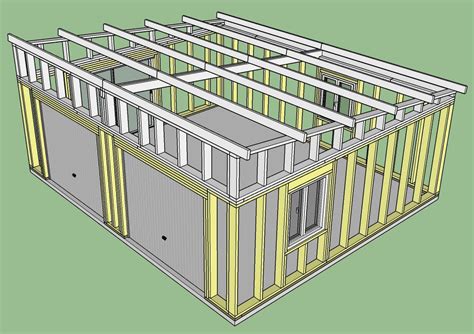 Fabrication D Un Double Garage Ossature Bois Copain Des Copeaux Construire Un Garage Plan