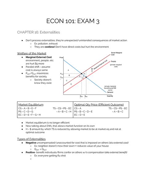 Econ 101 Exam 3 Study Guide Econ 101 Exam 16 Process Externalities