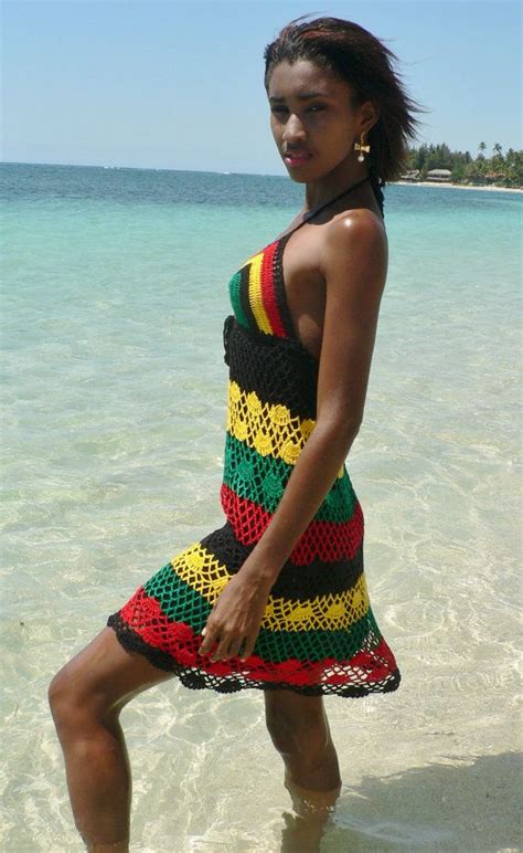 handmade crochet dress 01 jamaican or rasta colors choice etsy vestido de ganchillo