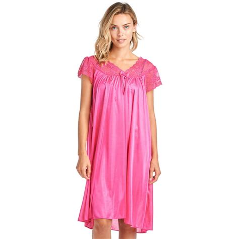 Casual Nights Women S Fancy Lace Neckline Silky Tricot Nightgown Fuchsia Xx Large