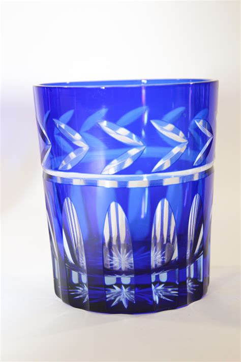 Cut Crystal Whiskey Glass Tumbler Baccarat Sapphire Blue At 1stdibs Blue Glass Crystal