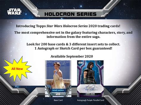 2021 topps star wars signature series box (1 encased autograph/bx). 2020 Topps Star Wars Holocron Trading Cards - Go GTS