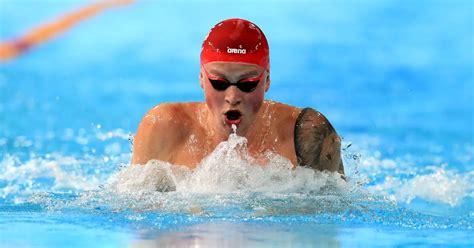England Swimming Team With Adam Peaty Takes Silver Medal In