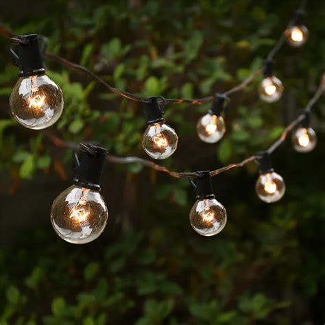 25ft Outdoor E12 G40 String Light With 25pcs Clear 5w Tungsten Bulb