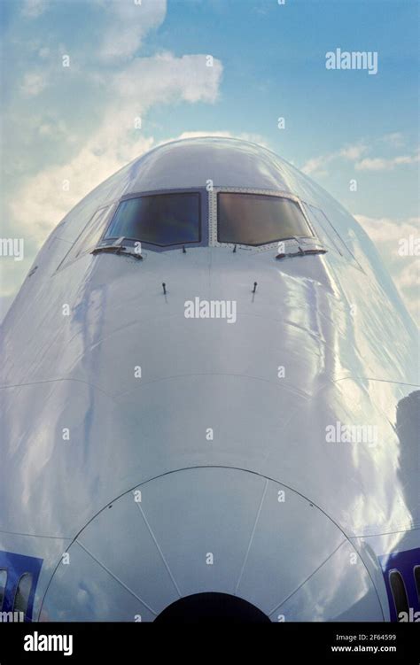 Boeing 747 Fuselage Crew Windows Stock Photo Alamy