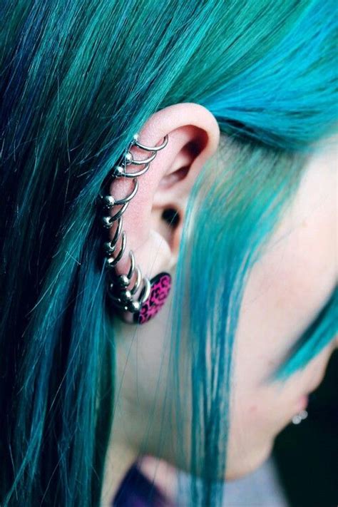 Amazing Turquoise Hair Hair Chalk Facial Piercings