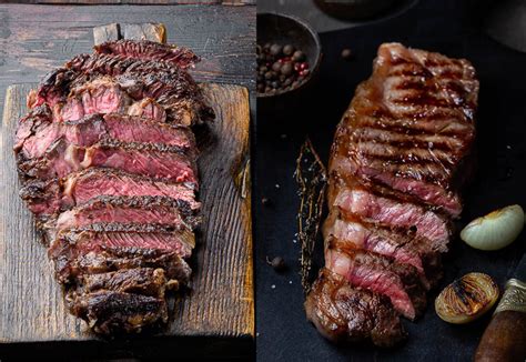 new york strip vs ribeye what s the difference between the steak cuts