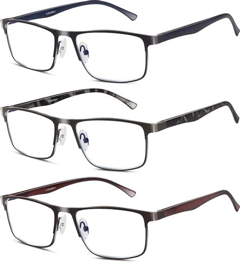 Lcbestbro 3 Pack Business Blue Light Blocking Reading Glasses For Men 1 75 Metal