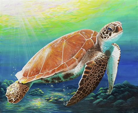 Green Turtle Painting