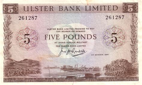 Ulster bank currently serves over 1.9 million. 5 Pounds (Ulster Bank) - Northern Ireland - Numista