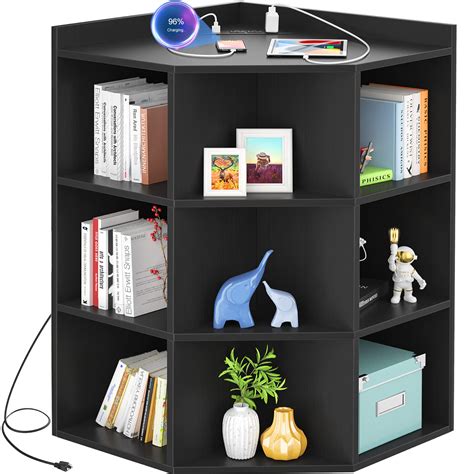 Buy Aheus Corner Cabinet, Black Corner Storage with USB Ports and