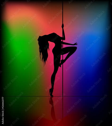 Silhouette Of Young Beautiful Woman Dancing A Striptease Stock Vector Adobe Stock
