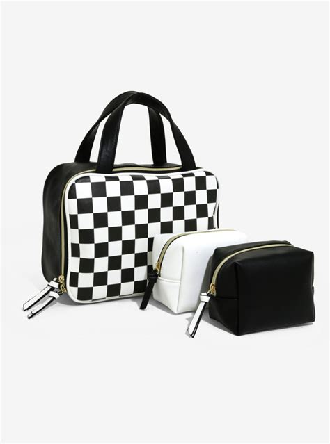Black And White Checkered Makeup Bag Set Black White Bags Bags Leather