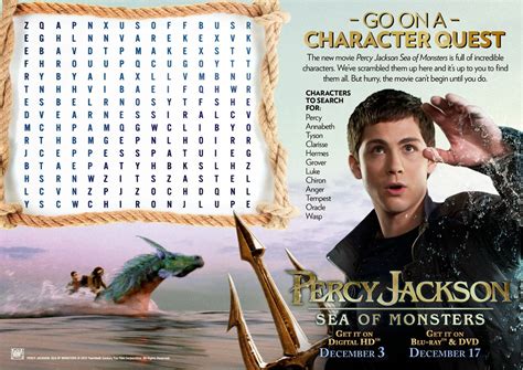 Sea of monsters activity sheets percy jackson signature style trendy hairstyles get the look fun activities fandoms image. Percy Jackson: Sea of Monsters {2013 Holiday Gift Guide} # ...