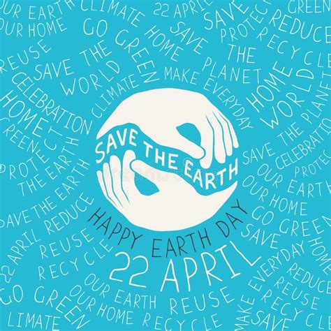 Earth Day Poster Hands Shaped Looks Like The Earth Planet Typographic