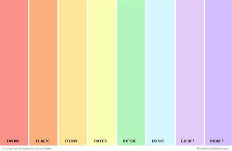 8 Color Pastels Rainbow Pastel Color Palettes
