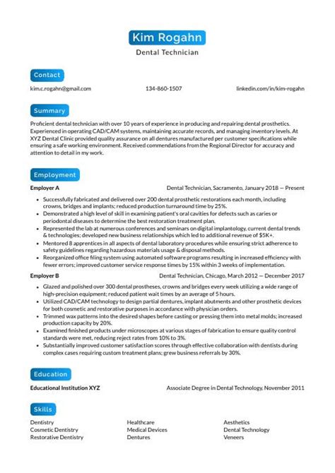 Dental Technician Resume Cv Example And Writing Guide
