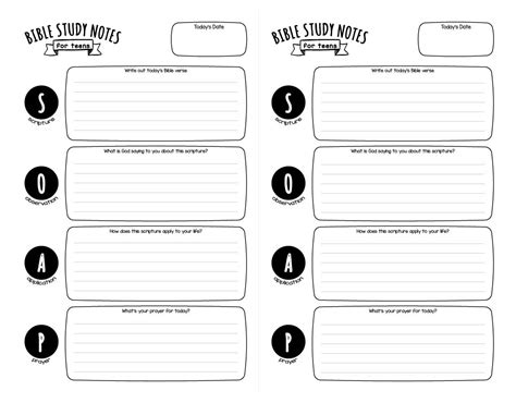 Soap Bible Study Notes For Teens Printable Wildly