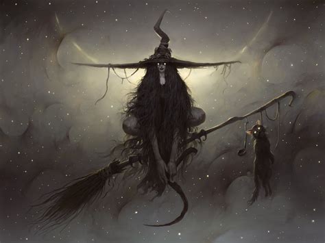 Download Creepy Hat Long Hair Broom Dark Witch Hd Wallpaper