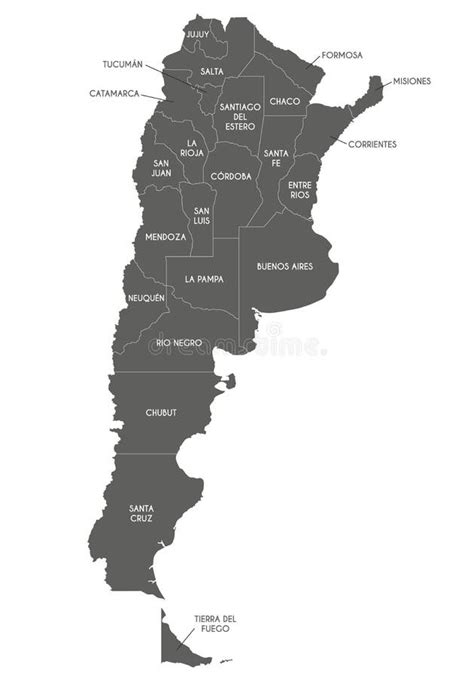 Vector Map Of Argentina With Provinces Or Federated States And