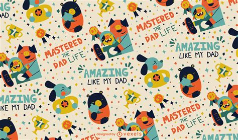 Fathers Day Characters Pattern Design Vector Download