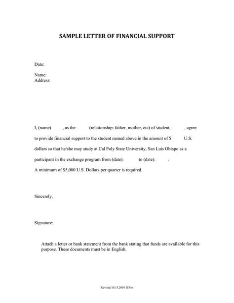 Sample Letter For Financial Assistance The Document Template