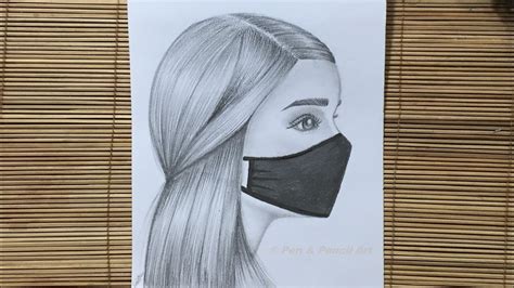 How To Draw A Girl Wearing A Mask Beautiful Girl Drawing Pencil