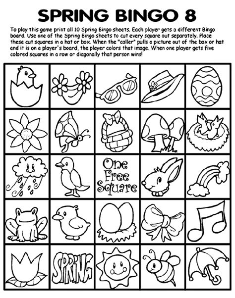 Hese halloween printable coloring pages, scavenger hunts, bingo cards, and more! Spring Bingo 8 Coloring Page | crayola.com