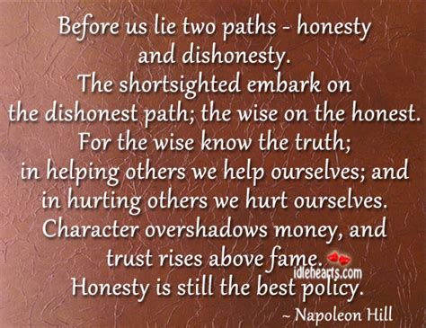 Before Us Lie Two Paths Honesty And Dishonesty