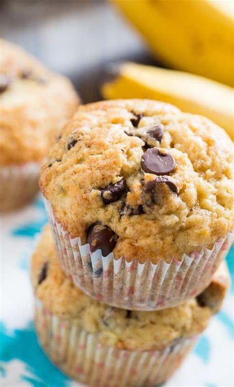 Banana Chocolate Chip Muffins Spicy Southern Kitchen Recipe Banana Chocolate Chip Muffins