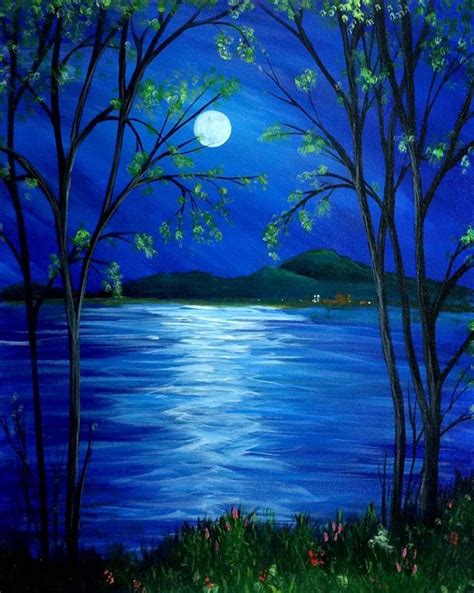 Beautiful Moonlight Reflection In 2019 Painting Gallery Painting