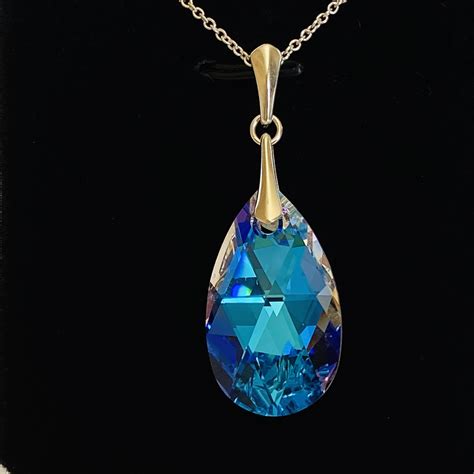 Blue Ab Pear Made With Swarovski® Crystals Crystal Elegance