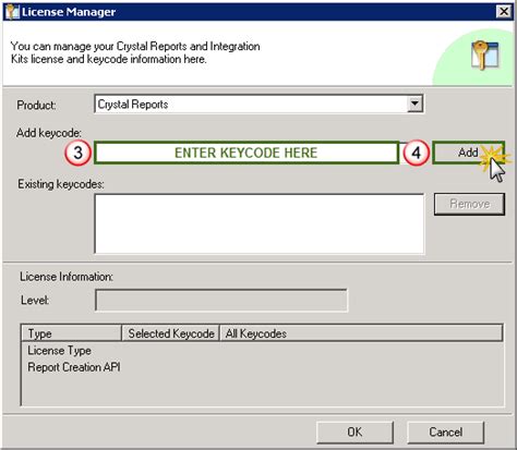 2067598 - How to change Crystal Reports keycode?