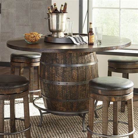 metroflex round wine barrel pub table by sunny designs furniturepick