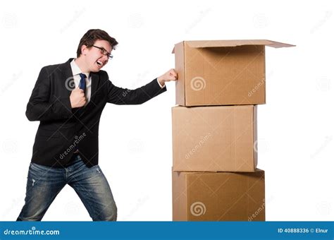 Funny Man With Boxes Royalty Free Stock Photo 39760683