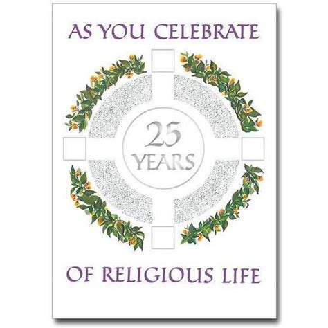 Card 25th Religious Profession Anniversary Gatto Christian Shop