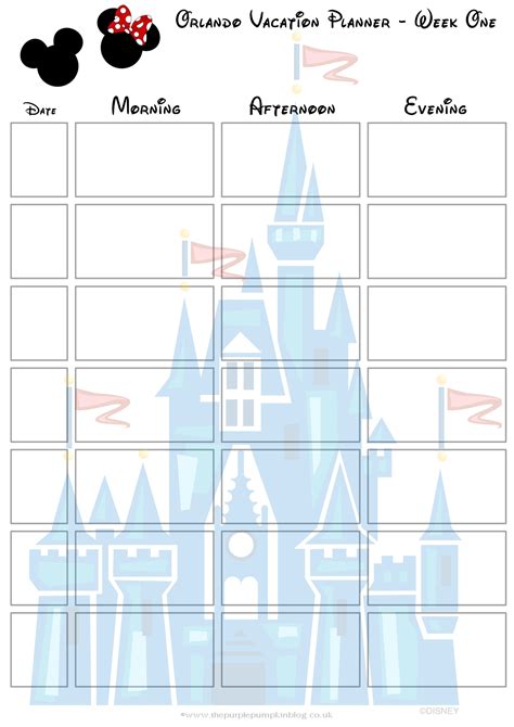 Printable Disney Itinerary Template Calendar Template Printable