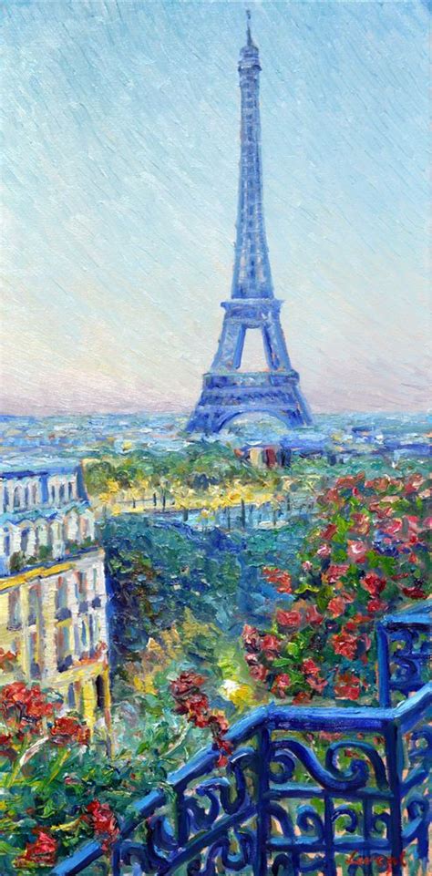 Eiffel Tower Original Painting By Levent Deparis 24x12 Oil On