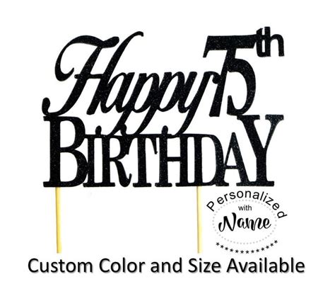 Happy 75th Birthday Cake Topper 1pc Glitter Cake Topper Etsy Happy